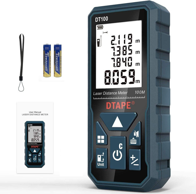 thumbnail image 2 of Surgoal LS-100 Laser Distance Measurer - 328 FT / 100M Range, Digital Display, Area & Volume 2 of 2