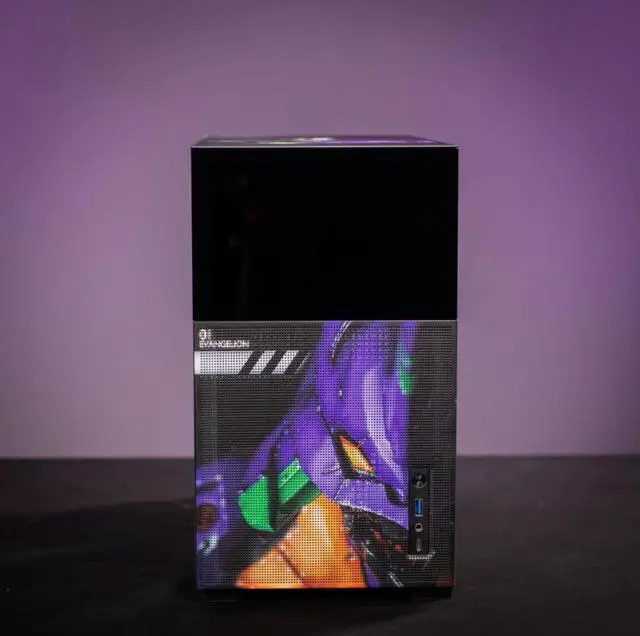 Alt view image 2 of 6 - EVA Theme BLACK Micro ATX Computer Case with Sub HD-LCD Display, M-ATX/DTX/ITX Mainboard/Support RTX 4090(335-400mm) GPU 360/280AIO,Power ATX/SFX: 100mm-220mm Multiple Tool-free Design