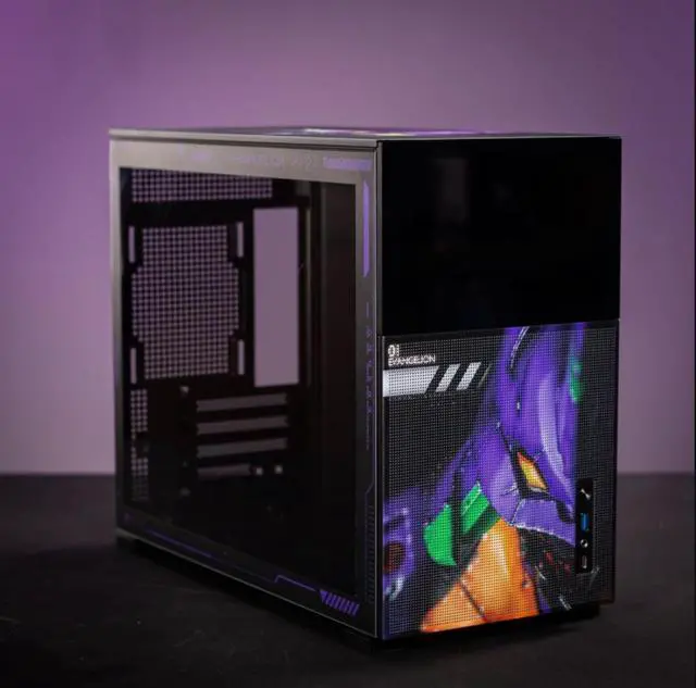 Alt view image 3 of 6 - EVA Theme BLACK Micro ATX Computer Case with Sub HD-LCD Display, M-ATX/DTX/ITX Mainboard/Support RTX 4090(335-400mm) GPU 360/280AIO,Power ATX/SFX: 100mm-220mm Multiple Tool-free Design