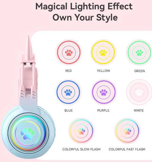 Alt view image 3 of 5 - Cat Car Headphones Headset Gamer Wireless Headphones with Mic Gamer Girl Antler Bluetooth Gaming Headphones Blue