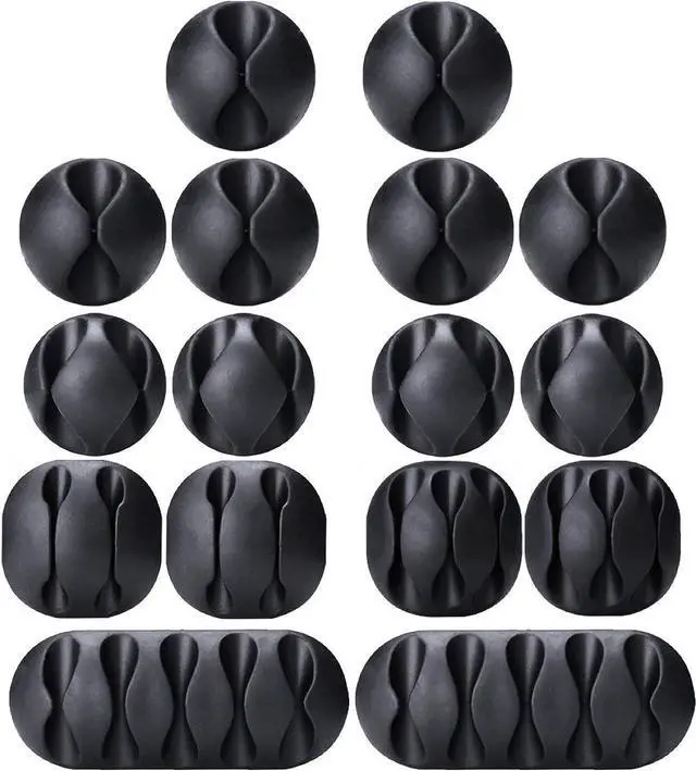 Main image of Cable Clips,16 Pack Black Adhesive Cord Holders, Ideal Cords Management for Organizing Cable Wires-Home, Office, Car, Desk & Nightstand