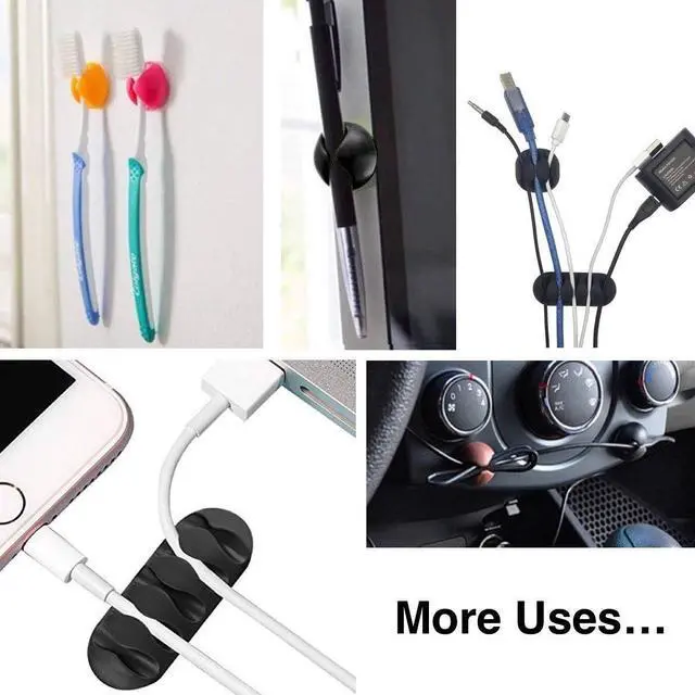 Alt view image 4 of 6 - Cable Clips,16 Pack Black Adhesive Cord Holders, Ideal Cords Management for Organizing Cable Wires-Home, Office, Car, Desk & Nightstand