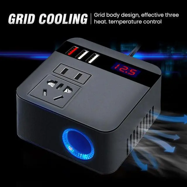 Alt view image 5 of 7 - CORN DC 12V/24V to AC 220V 50HZ Car Auto Power Pure Sine Inverter Converter Adapter Adaptor 150W USB Car Charger 150W Peak Power 1PCS