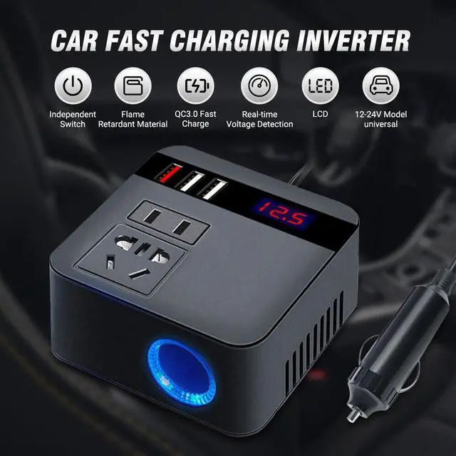 Alt view image 7 of 7 - CORN DC 12V/24V to AC 220V 50HZ Car Auto Power Pure Sine Inverter Converter Adapter Adaptor 150W USB Car Charger 150W Peak Power 1PCS