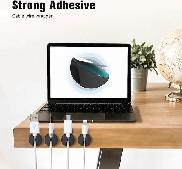 Alt view image 4 of 7 - 12 Pack Cable Clips, Cord Organizer Holder Adhesive Cord Management Charger Wire Holder Clips for Desk, Home, Office, Car, Cubicle, Nightstand - Black