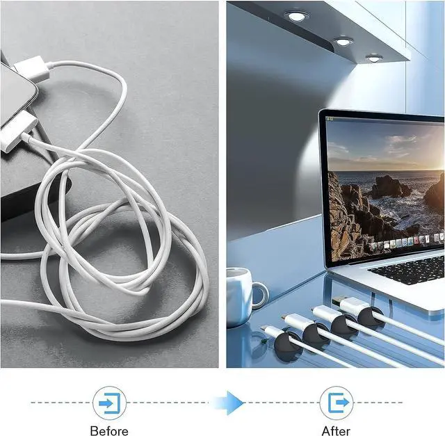 Alt view image 2 of 7 - 12 Pack Cable Clips, Cord Organizer Holder Adhesive Cord Management Charger Wire Holder Clips for Desk, Home, Office, Car, Cubicle, Nightstand - Black