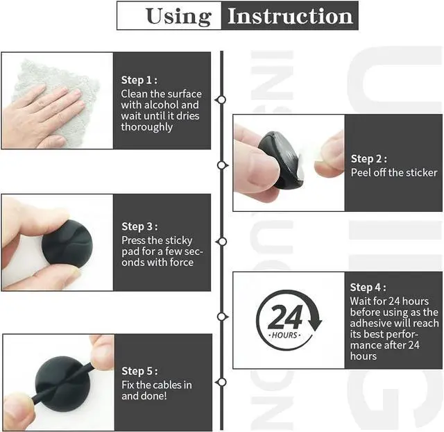 Alt view image 3 of 7 - 12 Pack Cable Clips, Cord Organizer Holder Adhesive Cord Management Charger Wire Holder Clips for Desk, Home, Office, Car, Cubicle, Nightstand -White