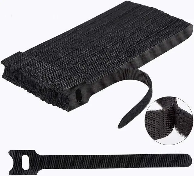 Alt view image 7 of 7 - 60PCS 6 Inches Reusable Cable Ties, Corn Adjustable Cord Straps, Cable Organizer, Cord Wrap and Hook Loop Cords Management - Black