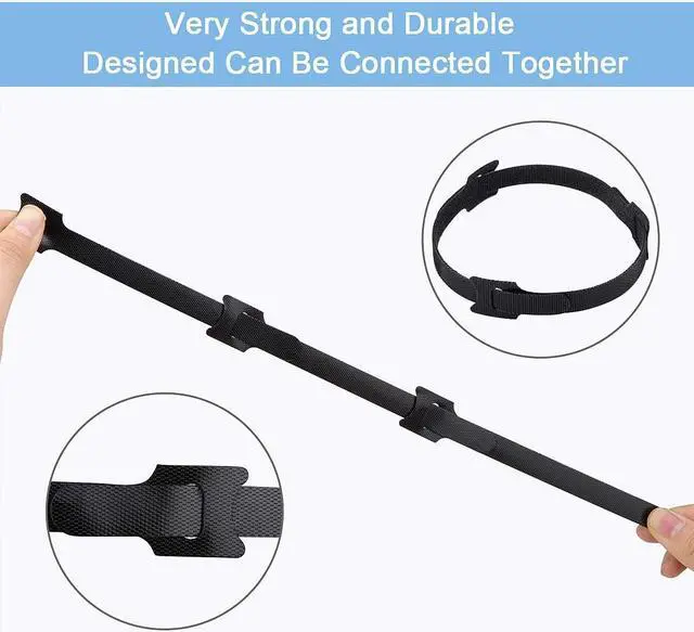 Alt view image 5 of 7 - 60PCS 6 Inches Reusable Cable Ties, Corn Adjustable Cord Straps, Cable Organizer, Cord Wrap and Hook Loop Cords Management - Black