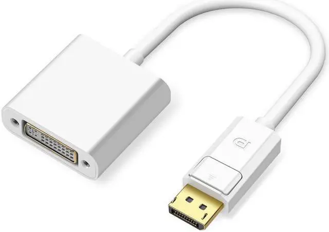 Alt view image 2 of 7 - DisplayPort (DP) to DVI Adapter, Gold-Plated Display Port to DVI-D Adapter (Male to Female) Compatible with Computer, Desktop, Laptop, PC, Monitor, Projector, HDTV - White