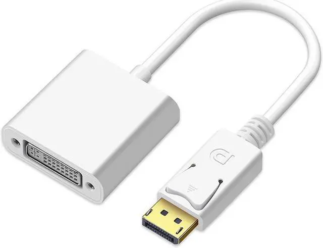 Main image of DisplayPort (DP) to DVI Adapter, Gold-Plated Display Port to DVI-D Adapter (Male to Female) Compatible with Computer, Desktop, Laptop, PC, Monitor, Projector, HDTV - White