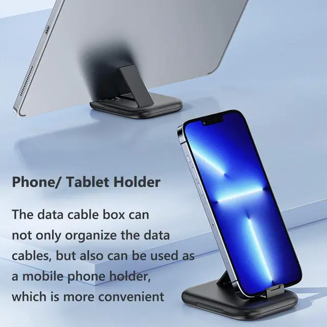 Alt view image 4 of 7 - USB Adapter Multi Charging Cable Case, Micro USB Cable Gadgets Box with Phone Kickstand, USB C to Micro USB, Type C to Lightning & SIM Card Pin for Traveling Phone Pad Charging PC Data Transfer