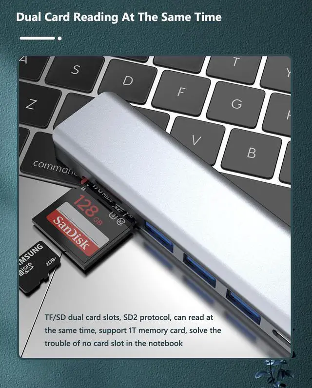 Alt view image 2 of 7 - USB C Hub, USB C to HDMI Adapter 7 in 1 Docking Station Aluminum Alloy USB C Splitter with 85W PD, USB 3.0/2.0, SD/TF Card Reader Compatible with MacBook Pro and More Type C Devices