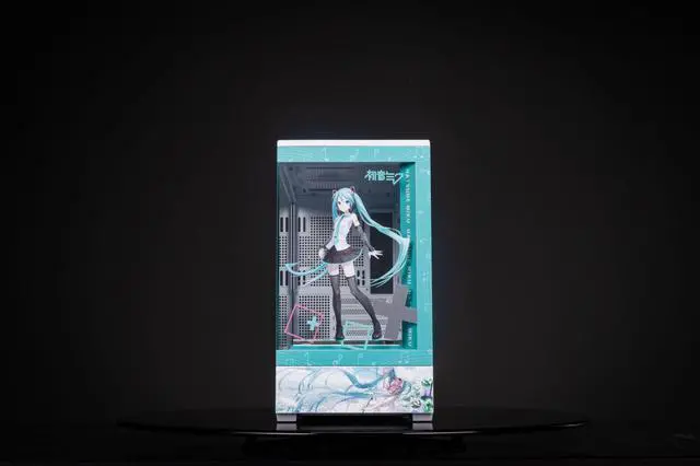 Alt view image 5 of 7 - Manga Hatsune Theme Arashi SPCC / Aluminum M-ATX/ITX Computer Case, Manga Hatsune Theme Custom Model With Lighting Effects