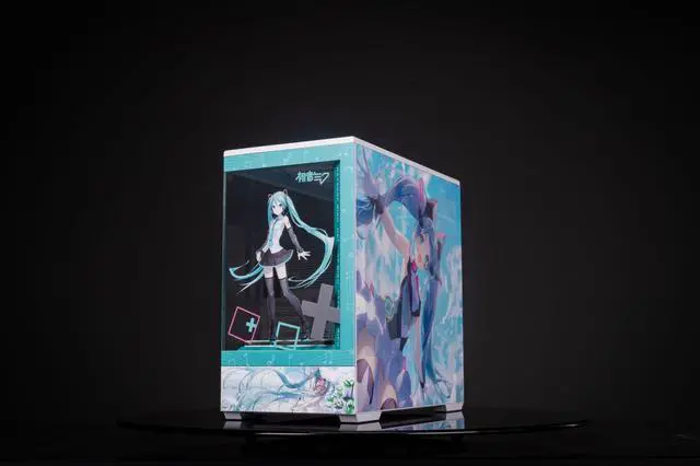 Alt view image 2 of 7 - Manga Hatsune Theme Arashi SPCC / Aluminum M-ATX/ITX Computer Case, Manga Hatsune Theme Custom Model With Lighting Effects
