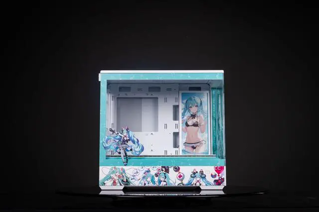 Alt view image 3 of 7 - Manga Hatsune Theme Arashi SPCC / Aluminum M-ATX/ITX Computer Case, Manga Hatsune Theme Custom Model With Lighting Effects