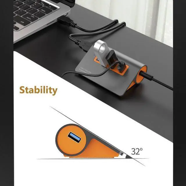 Alt view image 3 of 7 - USB 3.0  Hub, 4 Port USB 3.1 Gen2 Data Hub 10 Gbps Multi USB Port Expander Dongle USB Extension Multiport Adapter with 3.3ft Cable USB Splitter for Laptop, PC, Webcam, Printer, Camera, Keyborad, Mouse