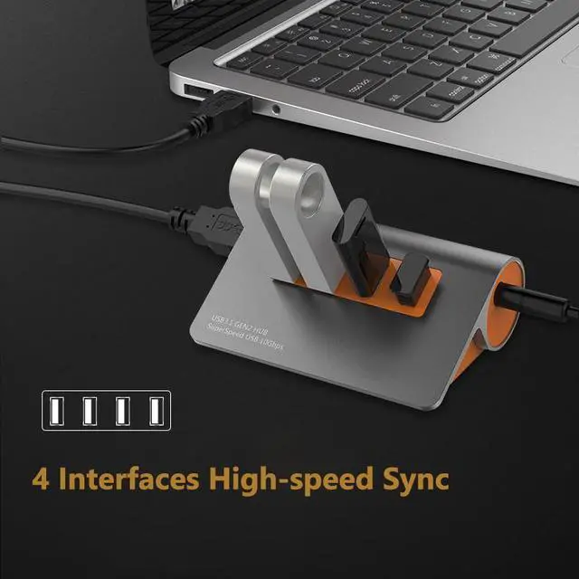 Alt view image 2 of 7 - USB 3.0  Hub, 4 Port USB 3.1 Gen2 Data Hub 10 Gbps Multi USB Port Expander Dongle USB Extension Multiport Adapter with 3.3ft Cable USB Splitter for Laptop, PC, Webcam, Printer, Camera, Keyborad, Mouse
