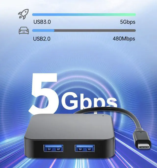 Alt view image 3 of 7 - USB C Hub, 0.6ft 6-in-1 USB C OTG Dongle with 4K@30Hz HDMI , 100W PD, USB A 3.0, USB C for Laptop MacBook Pro/Air, USB C Hub Multiport Adapter, Type C Hub for Laptops and Other USB C Devices