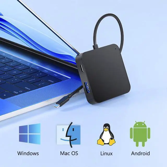 Alt view image 6 of 7 - USB C Hub, 0.6ft 6-in-1 USB C OTG Dongle with 4K@30Hz HDMI , 100W PD, USB A 3.0, USB C for Laptop MacBook Pro/Air, USB C Hub Multiport Adapter, Type C Hub for Laptops and Other USB C Devices