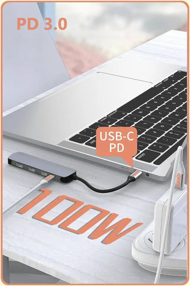 Alt view image 7 of 7 - USB-C Multiport Adapter for MacBook, 5 in 1 USB C Hub, USB 3.0 5Gbps Data Port, 100W PD, 4K @30Hz HDMI, Ultra Slim Portable Data Hub Applicable for Laptop/Table/TV/Keyboard/Macbook,Type-C Device