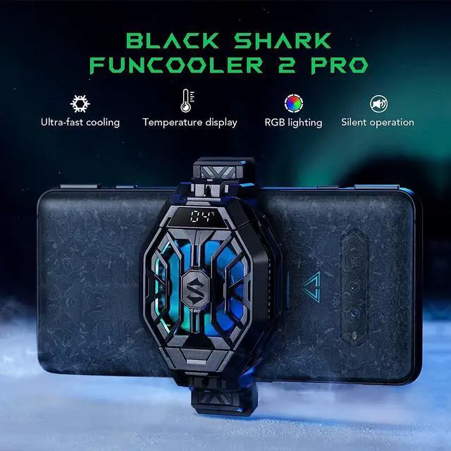 Alt view image 2 of 6 - Black Shark Cell Phone Cooler Fun Cooler 2Pro, Cellphone Radiator with LED Temperature Display/Sleep Timer/Fan Speed Settings for 2.63-3.46 inches iOS/Android Semiconductor Heatsink Cooling