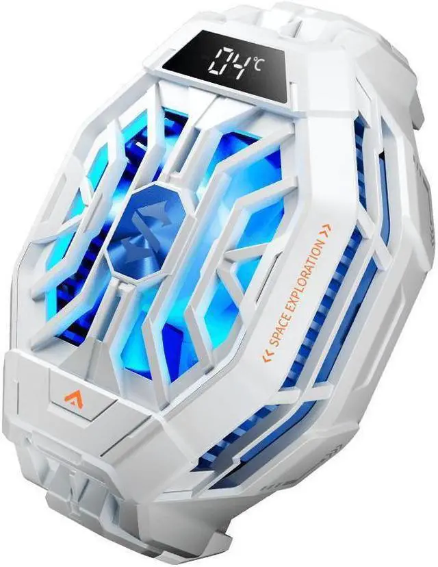 Alt view image 2 of 7 - Black Shark Cell Phone Cooler Fun Cooler 2Pro(White), Cellphone Radiator with LED Temperature Display/Sleep Timer/Fan Speed Settings for 2.63-3.46 inches iOS/Android Semiconductor Heatsink Cooling