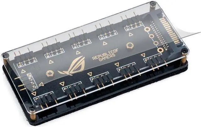 Alt view image 4 of 6 - 10 Way 5V RGB LED Splitter Hub with PMMA Case and Magnetic Standoff for ASUS/MSI 5V 3Pin LED Controller with PMMA Case and Magnetic Standoff for ASUS/MSI 5V 3Pin LED Controller