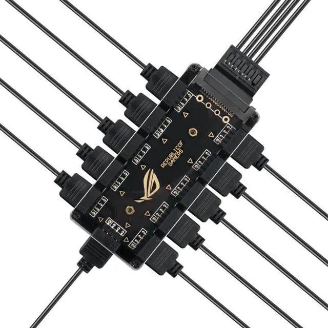 Alt view image 5 of 6 - 10 Way 5V RGB LED Splitter Hub with PMMA Case and Magnetic Standoff for ASUS/MSI 5V 3Pin LED Controller with PMMA Case and Magnetic Standoff for ASUS/MSI 5V 3Pin LED Controller