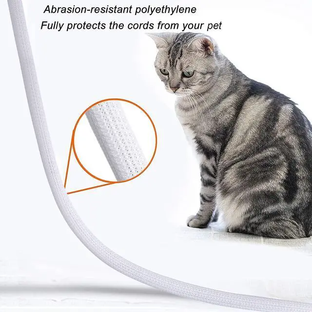 Alt view image 6 of 7 - White Cable Sleeve Cover, 6.6ft - Telescopic Adjustable, Cord Management System for Desk PC TV Computer Projector Wires Protection and Organization, Home, Theater and Office etc,White
