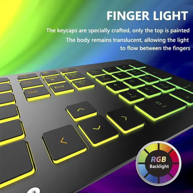 Alt view image 3 of 7 - GGSMLIDH GK5 Aluminum Alloy Silent Typing Keyboard for Office and Daily Use, RGB Backlit , Extra-slim Keyboard with Chiclet Keycaps