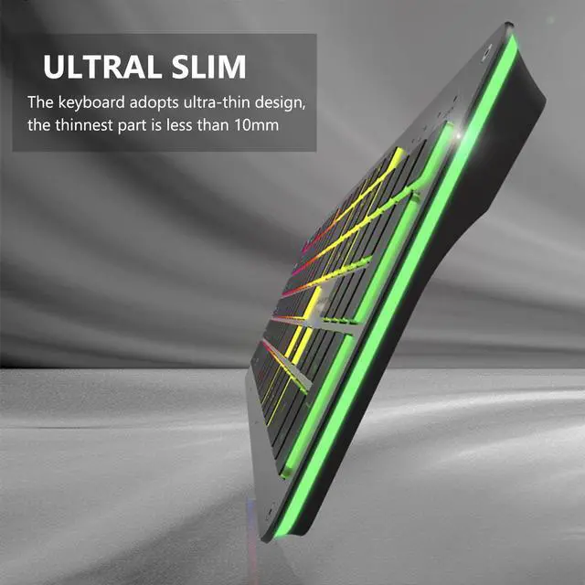 Alt view image 5 of 7 - GGSMLIDH GK5 Aluminum Alloy Silent Typing Keyboard for Office and Daily Use, RGB Backlit , Extra-slim Keyboard with Chiclet Keycaps