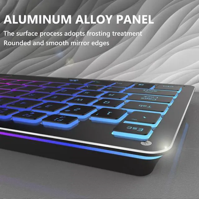 Alt view image 4 of 7 - GGSMLIDH GK5 Aluminum Alloy Silent Typing Keyboard for Office and Daily Use, RGB Backlit , Extra-slim Keyboard with Chiclet Keycaps