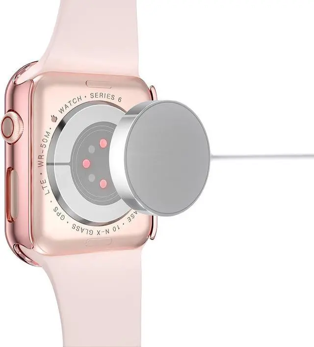 Alt view image 3 of 7 - 2 Pack Hard PC with Tempered Glass Screen Protector Case with Apple Watch Series 6/SE Series 5 Series 4 44mm, Overall Shockproof Protective Cover, One-Piece Protection Design, Pink+Transparent