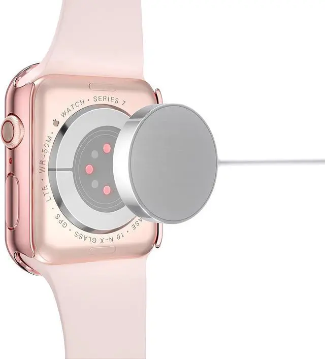 Alt view image 6 of 7 - 2 Pack Hard PC Case with Tempered Glass Screen Protector Compatible with Apple Watch Series 8 Series 7 45mm, Ultra-Thin Scratch Resistant Overall Protective Cover for iWatch S8 / S7, Pink+Transparent