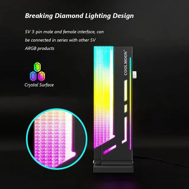 Alt view image 5 of 7 - CORN Coolmoon GPU Graphics Card Bracket Vertical 5V 3Pin ARGB Sync Colorful Video Card Holder VGA Support Chassis PC Accessories - White