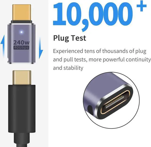 Alt view image 5 of 7 - USB C Extender Adapter 240W, 2Pack USB Type C Extension Adapter 40Gbps, 8K Video Display USB C Male to Female Extender Adapter, Type C Thunderbolt 3 Extender Adapter for iPad, iMac, MacBook