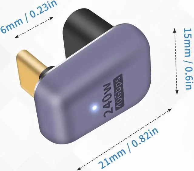 Alt view image 7 of 7 - 180 Degree USB C Adapter 240W, 2Pack U Shape USB C Adapter 40Gbps, USB C 180 Degree Angled USB C Extender Connector Support 8k Video Audio Display for Laptop, MacBook, Thunderbolt 4/3