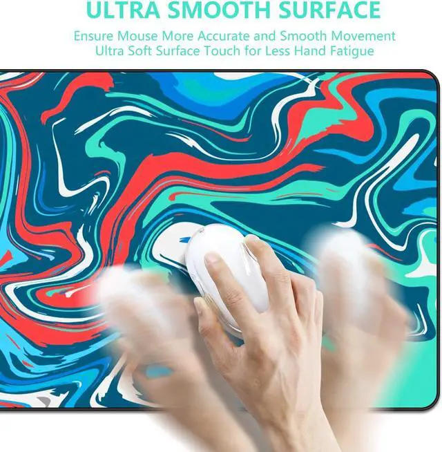 Alt view image 4 of 6 - Marbled Design Fluid Pattern Gaming Mouse Pad Large Desk Mat Desk Pad for Keyboard and Mouse Mouse Mat for Office and Home Office Desk Accessories Office Decor - 31.5" L*11.8" W Green
