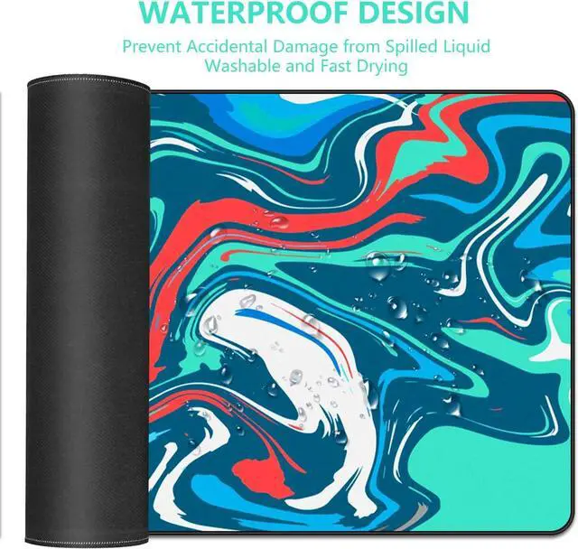 Alt view image 5 of 6 - Marbled Design Fluid Pattern Gaming Mouse Pad Large Desk Mat Desk Pad for Keyboard and Mouse Mouse Mat for Office and Home Office Desk Accessories Office Decor - 31.5" L*11.8" W Green