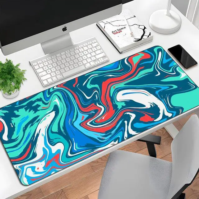 Alt view image 2 of 6 - Marbled Design Fluid Pattern Gaming Mouse Pad Large Desk Mat Desk Pad for Keyboard and Mouse Mouse Mat for Office and Home Office Desk Accessories Office Decor - 31.5" L*11.8" W Green
