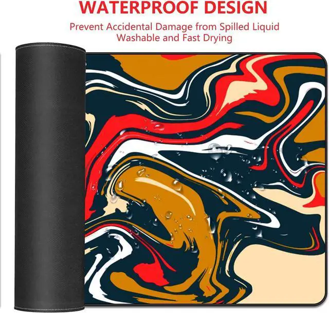 Alt view image 5 of 6 - Marbled Design Fluid Pattern Gaming Mouse Pad Large Desk Mat Desk Pad for Keyboard and Mouse Mouse Mat for Office and Home Office Desk Accessories Office Decor - 31.5" L*11.8" W Brown