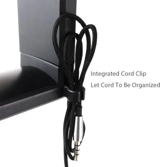 Alt view image 3 of 7 - PC Gaming Headset Headphone Hook Holder Hanger Mount, Headphones Stand with Adjustable & Rotating Arm Clamp, Under Desk Design, Universal Fit, Built in Cable Clip