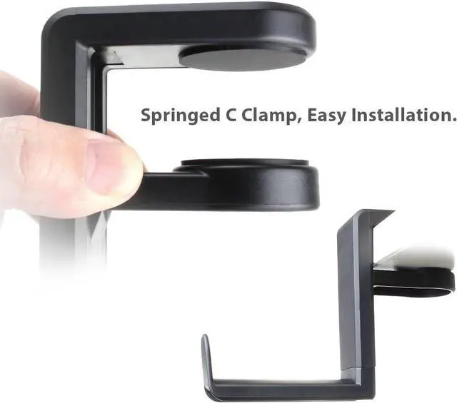 Alt view image 4 of 7 - PC Gaming Headset Headphone Hook Holder Hanger Mount, Headphones Stand with Adjustable & Rotating Arm Clamp, Under Desk Design, Universal Fit, Built in Cable Clip