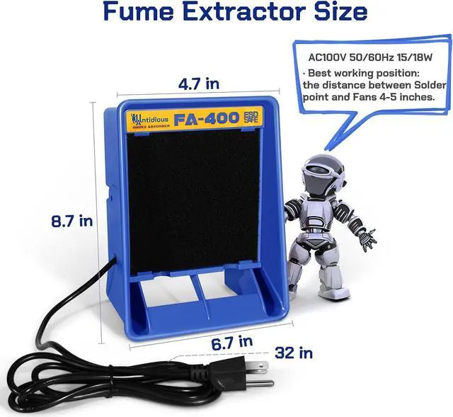 Alt view image 6 of 6 - Fume Extractor Anti-ESD Solder Smoke Absorber Portable Filter for Soldering DIY Fan Extraction Equipment with Spare Activated Carbon for Brazing Welding Soldering, Fume Prevention Remover