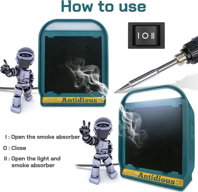 Alt view image 4 of 7 - Fume Extractor Solder Smoke Absorber Portable Filter with LED Light for Soldering DIY Fan Extraction Equipment with Spare Activated Carbon for Braze Welding Soldering,Fume Prevention Remover