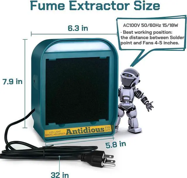 Alt view image 6 of 7 - Fume Extractor Solder Smoke Absorber Portable Filter with LED Light for Soldering DIY Fan Extraction Equipment with Spare Activated Carbon for Braze Welding Soldering,Fume Prevention Remover