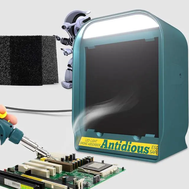 Main image of Fume Extractor Solder Smoke Absorber Portable Filter with LED Light for Soldering DIY Fan Extraction Equipment with Spare Activated Carbon for Braze Welding Soldering,Fume Prevention Remover