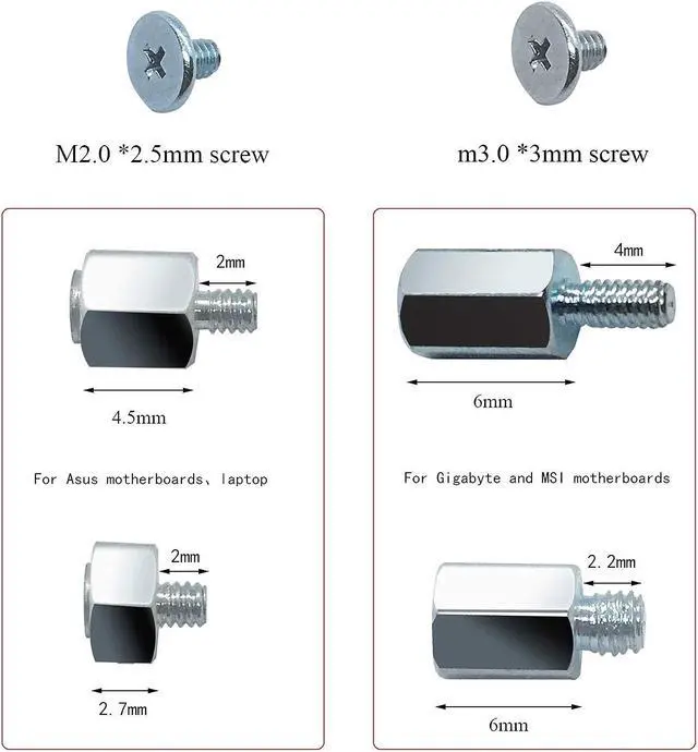 Alt view image 3 of 7 - 30 PCS PCIe NVMe M.2 SSD Mounting Screws Kit for Asus Gigabyte ASRock Msi Motherboards