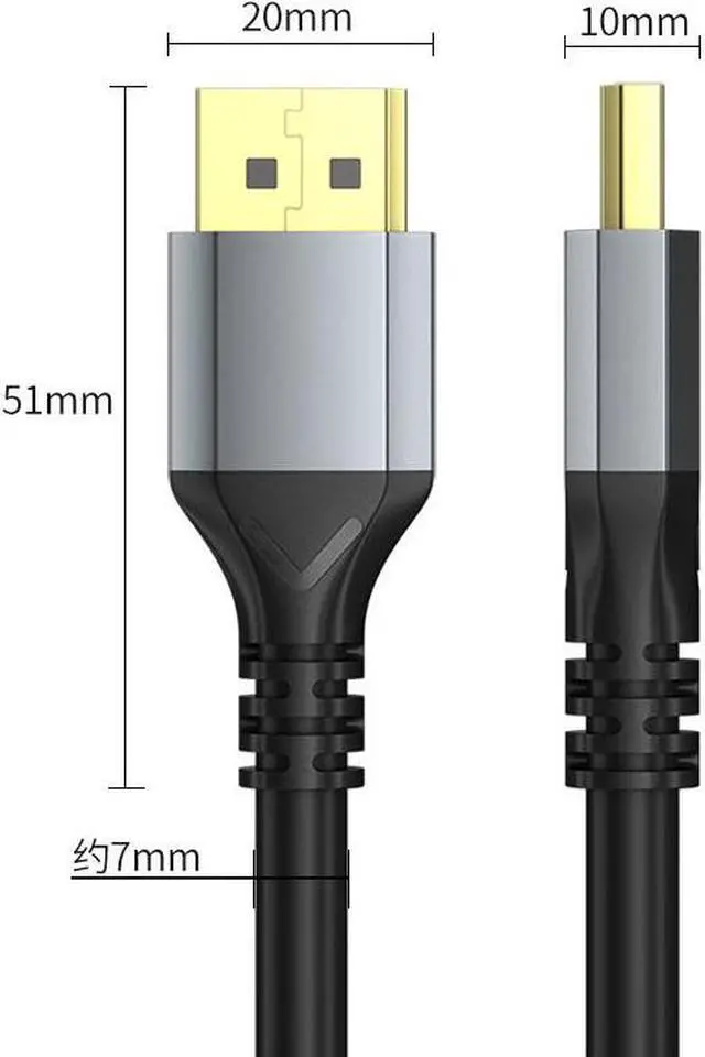 Alt view image 6 of 6 - DisplayPort Cable 2.1, 16K 3.3FT/1M DisplayPort Cable 80Gbps 16K@60Hz 30Hz, 8K@120Hz 60Hz 4K@240Hz/144Hz 2K@240Hz, Support FreeSync G-Sync HDR10 for Gaming Monitor Graphics Card